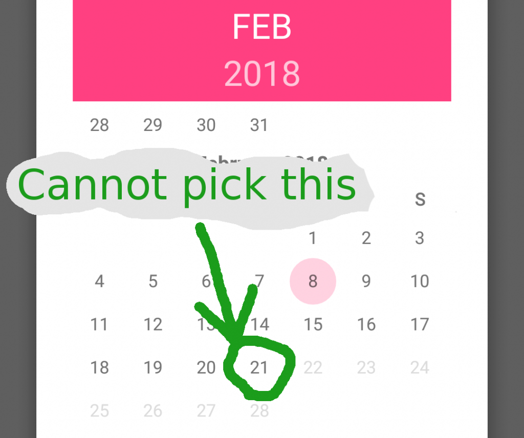 Cannot pick this date