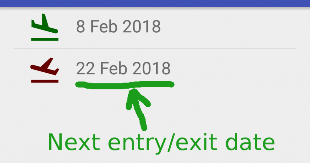 Next entry/exit date